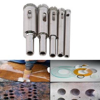 5 unids/set diamante recubierto de sierra de agujero de mármol cortador de brocas conjunto de herramientas para azulejos de vidrio 5/6/8/10/12 mm
