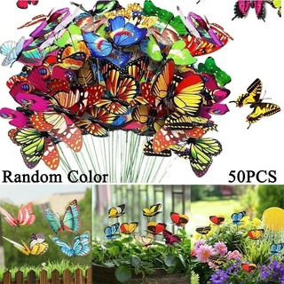 50 Pzs Estacas De Mariposa Coloridas Para Jardín Adornos Decoración (1)