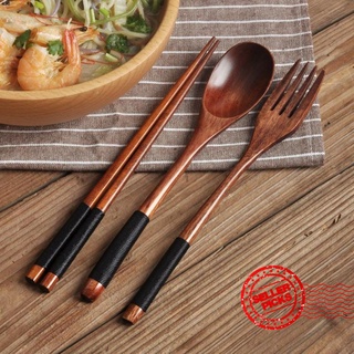 cod juego de 3 piezas de madera coreana vajilla tenedor cuchara tenedor envuelto de madera maciza vajilla palillos x7r8