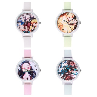 reloj de pulsera de cuarzo con esfera redonda de silicona luminoso de dibujos animados anime para estudiantes