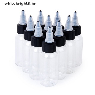 (blanco) 1 pza botella De Plástico vacía De 30 ml 1 Oz/tapa Para tatuaje Pigmento De Tinta (blanco)
