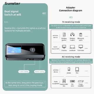 [Sunstar] Receptor De Audio Bluetooth 5.0 Transmisor 2 En 1 Con Pantalla LCD Adaptador