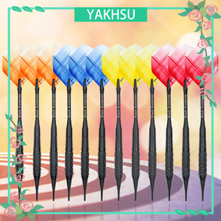 yakhsu 12 piezas de dardos suaves punta de eje vuelos con juntas de bolsa protector de hoja de repuesto