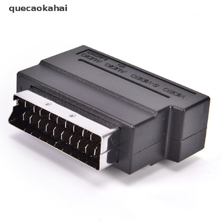 quecaokahai scart adaptador av bloque a 3 rca phono compuesto s-video con interruptor de entrada/salida oro mx (4)