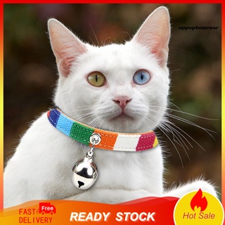 collar ajustable con patrón de colores para gatos, perro, cachorro, con campana, suministros para mascotas