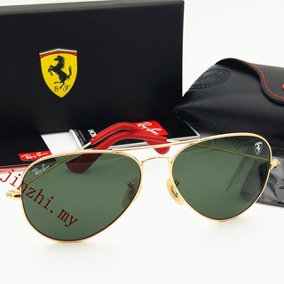 Original (listo Stock) Ray-ban Ferrari Series Aviator gafas de sol de Metal Rb3025 gafas de conducción G15 lente para mujeres hombres