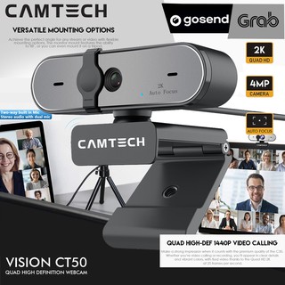 Camtech Webcam 2K 4MP CT50 QHD 1440P con Auto Focus Auto White Balance
