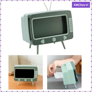 [listo stock] creativo soporte de caja de pañuelos con soporte de teléfono celular diseño de tv compatible con la mayoría de los teléfonos para el hogar dormitorio y sala de estar