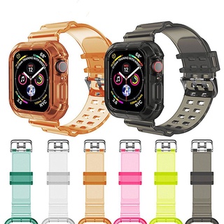 Correa deportiva qinjue duradera de 38 mm 40 mm 42 mm 44 mm Compatible con Apple Watch silicona TPU cristal transparente ajustable Compatible con reloj serie6/5/4/3/2/1/SE/Multicolor (8)