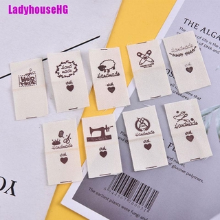 [ladyhousehg] 100 etiquetas hechas a mano de tela hecha a mano para manualidades de costura