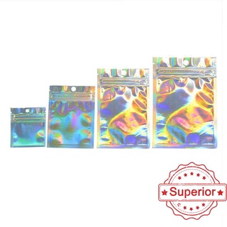 100 piezas Ziplock bolsa de embalaje láser bolsa de embalaje arco iris de aluminio bolsillo de papel de joyería bolsa Flash M2W3 (1)