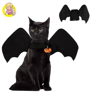 mascota disfraz de fiesta de halloween con campanas no rígido cuello fieltro negro murciélagos ala chaleco para perros gato cachorros gatitos (3)