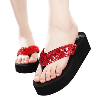 nuevas zapatillas de tacón alto con lentejuelas de alta calidad sandalias de playa