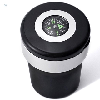 lkl Easy Clean Up Detachable Car Ashtray with Lid Compass LED Light and Lighter
