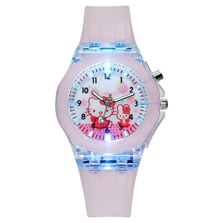 kt gato de dibujos animados reloj luminoso led reloj de moda de silicona de los niños reloj de la escuela primaria reloj femenino versión coreana nuevo modelo (5)