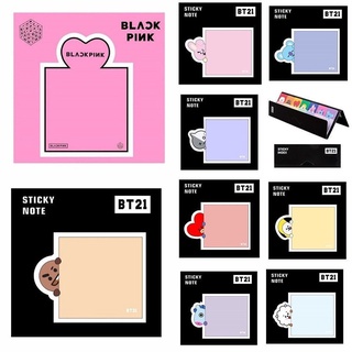 Kpop BTS BT21 notas adhesivas Memo Pad pegatinas negro rosa