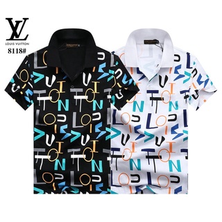LV Louis Vuitton Hombres Verano Oficina Manga Corta polo-shirts casual logo-print Solapa Negro Blanco Camisetas