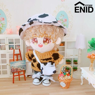 enidstore 1 Set Doll Toys Sweater High Simulation Comfortable Touch Feeling Fabric Plush Toy Pants with Cow Pattern Hat Bag for Game