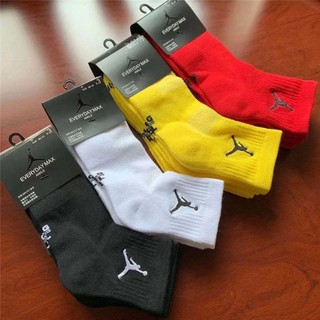 New Jordan socks, men's and women's mid-tube trendy socks, thick-soled sports socks, breathable and comfortable thick pure cotton casual socks, (1)