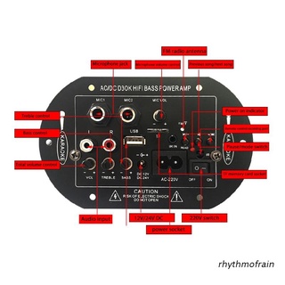 rhythmofrain home amplificador de potencia de la junta de apoyo sd/tf usb compatible con bluetooth reproductor de radio fm 12v 24v 220v ac/dc d3ok hifi bass