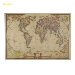 goldenliy vintage retro mate papel kraft mapa del mundo antiguo póster de pared pegatina decoración del hogar