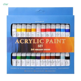 char 24 colores pinturas acrílicas conjunto de 12 ml tubos dibujo pintura pigmento pintado a mano pintura de pared para artista DIY