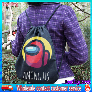 PO_AMONG US Drawstring Backpack Bundle Pocket Anime Shopping Storage Bag Xmas Gift