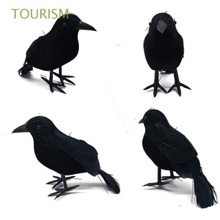 TOURISM Horror Props Black Crow Model Home Decoration Animal Scary Toys Simulation Flocking Party Ornaments Halloween Fake Bird