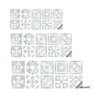 sal S/M/L pegatinas autoadhesivas para azulejos de pared para decoración de baño, geometría plateada