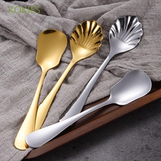 KOKIES 1Pcs Ice Cream Spoon Elegant Shovel Spoon Coffee Stiring Spoon Western Creative Shell Shape Grapefruit Spoons Mirror polishing personalized Tableware/Multicolor