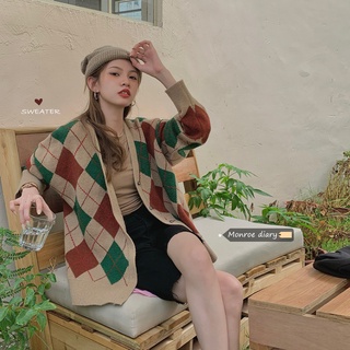 coreano lingge retro de manga larga cardigan top 2021 principios otoño nueva mujer desgaste medio y largo suéter suelto abrigo
