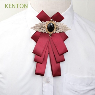 kenton broche de poliéster moda collar pin lazos lazos accesorios corbata cinta bowknot elegante boutonniere rhinestone/multicolor (1)