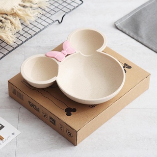 3 en 1 bebé Minnie Bowl cuchara frok Set vajilla de caja Bowl de papel] Mickey paja plato de de S1M8 (2)