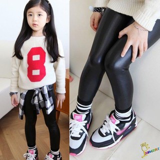 N88-Baby Girls negro elástico Leggings pantalones (1)