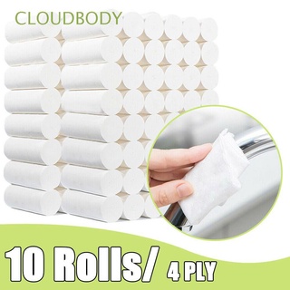 CLOUDBODY 10 rollos de papel higiénico suave toalla de baño papel higiénico blanco Multifold agradable a la piel hogar cómodo toalla de papel de 4 capas