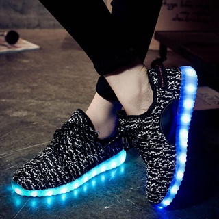 Bs Unisex LED luminoso zapatos intermitente USB recargable cordones amantes zapatos 0928