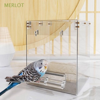 merlot periquitos birdbath canary parrot bañera pájaro baño para jaula colgante ducha tortolitos sin fuga acrílico mascota caja de baño/multicolor