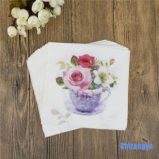 [Chitengye] 20 servilletas de papel de flores servilletas de comida festiva fiesta pañuelos decoración decoupage