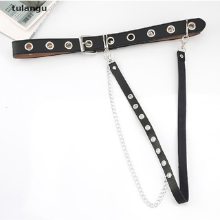 tlan punk gótico cinturón de cuero sintético mujer ajustable cadena de metal anillo cinturón de cintura.