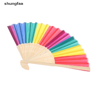 shungfaa arco iris de mano plegable ventilador para boda fiesta decoración festival dance mx
