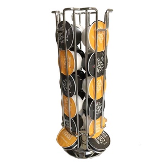 ST 24 Cups Rotatable Coffee Pod Holder Iron Chrome Plating Display Capsule Rack Stand Storage Shelves For dolce Gusto Capsule