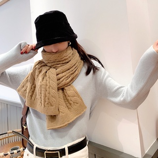 2021 coreano otoño e invierno nuevo color sólido bufanda mujeres invierno todo-partido de punto de lana estudiantes caliente y gruesa bufanda
