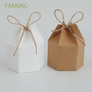 farring 10/30/50pcs caja de caramelos con cuerda fiesta suministros cajas de regalo hexagonal linterna de cartón papel kraft paquete de san valentín favor de boda