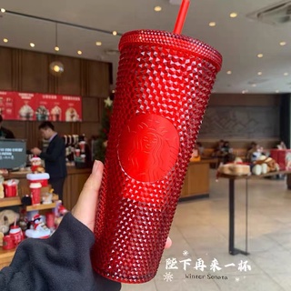Taza de paja Starbucks esmerilada, reutilizable, serie Durian, con incrustaciones de diamante, taza de radiación Starbucks (2)