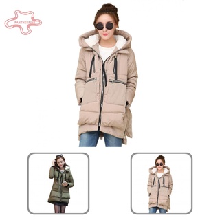 pantherpink Women Winter Casual Loose Warm Thickened Hooded Jacket Bread Style Zipper Coat