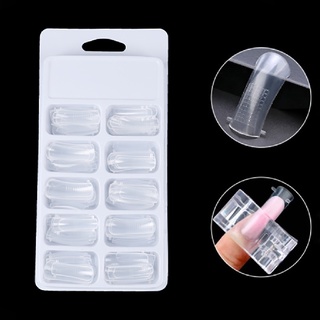 tutuche 100pc/caja transparente doble formas sistema de uñas cubierta completa de construcción rápida molde de gel consejos mx