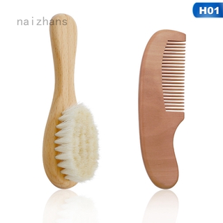 Naizhans Baby brush and comb set | peine suavemente el pelo del bebé | hecho de madera natural y cerdas, natural