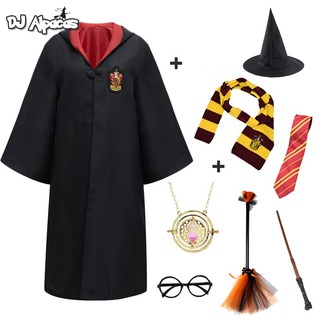 harry potter cosplay godric disfraces trajes de magia túnica capa de halloween fiesta uniforme mágico escoba corbata hermione capa traje traje (1)