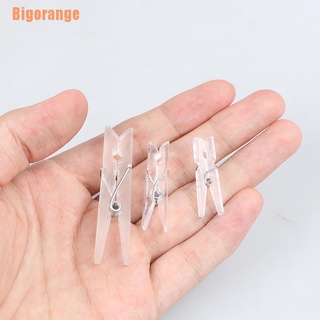Bigorange (~) 100pcs Mini resorte transparente Clip ropa foto papel Peg Pin ropa pinza