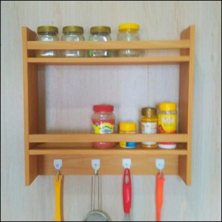 Estante de condimentos de madera, montado en la pared, estante de condimentos minimalistas